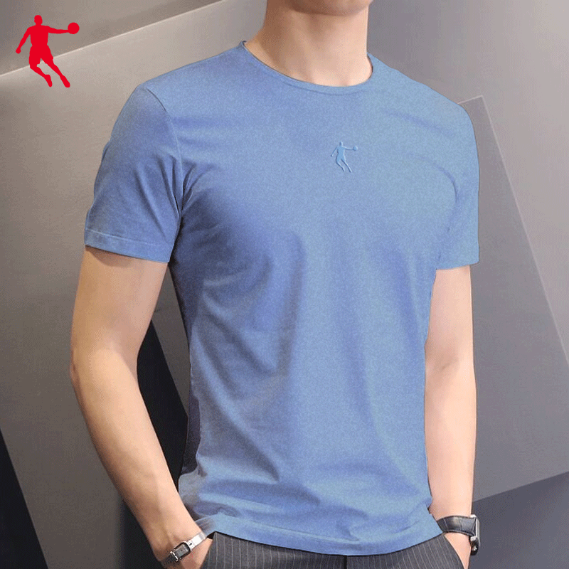 乔丹短袖t恤男夏季新款蓝色宽松半袖t速干上衣男士透气休闲运动服