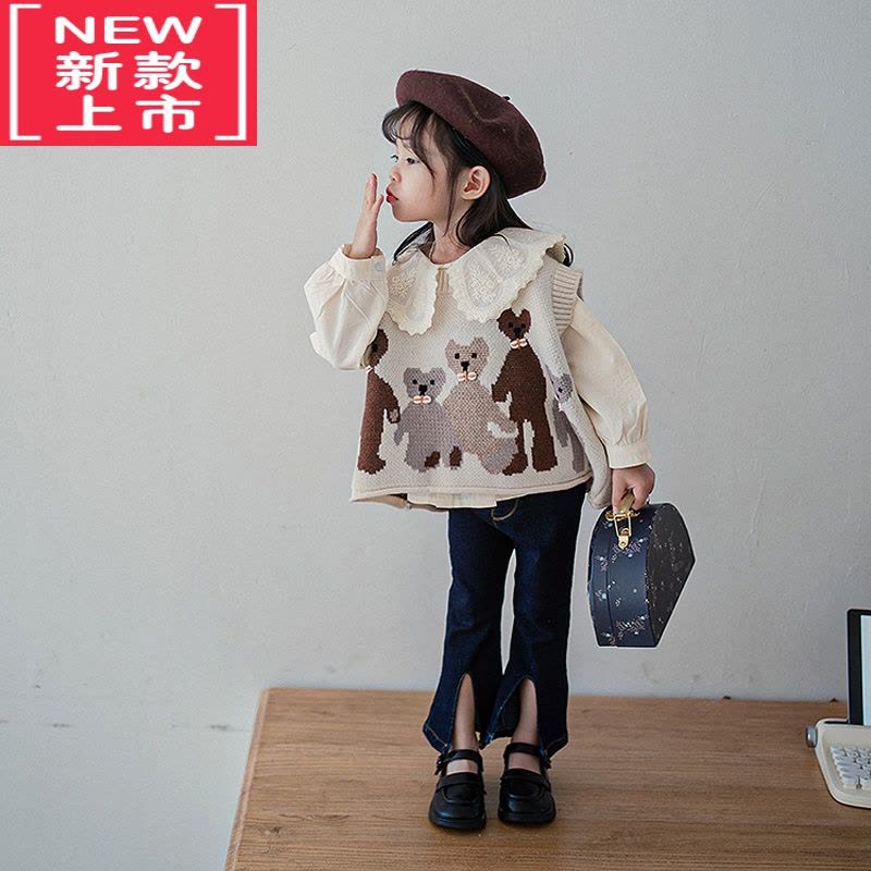 可莉允女童秋装毛衣2022新款儿童针织衫马甲春秋季宝宝洋气上衣马夹背心图片