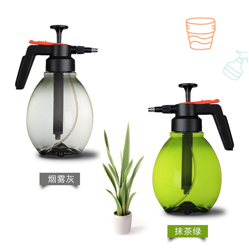 津沽园艺 加压半自动喷壶 1.5L气压式喷水壶 浇花养花工具 喷水壶喷雾器 半透明烟熏绿喷壶 1个