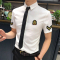 2018短袖衬衫男修身韩版夏款青少年KTV空少制服夜店气质帅气个性