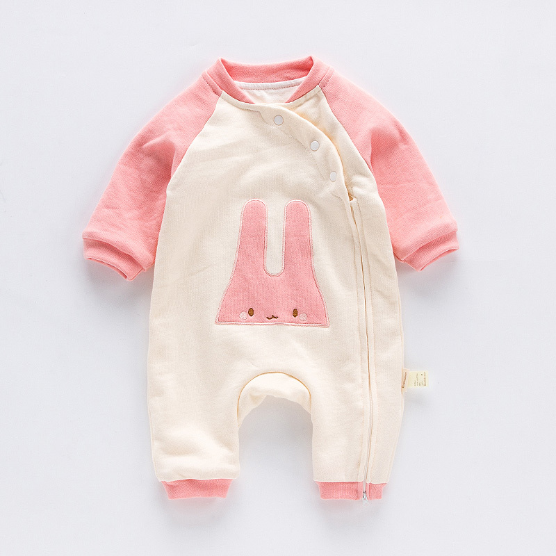 纯棉新生婴儿连体衣服0-3个月6秋冬初生男女童宝宝长袖外出爬服装