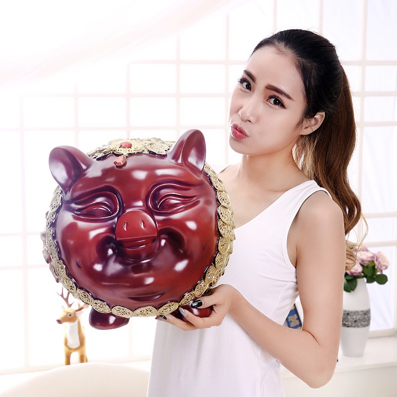 万福猪存钱罐大号猪储蓄罐创意儿童生日新年开业礼品家居摆件 三维工匠 喜盈盈（送垫子）_774