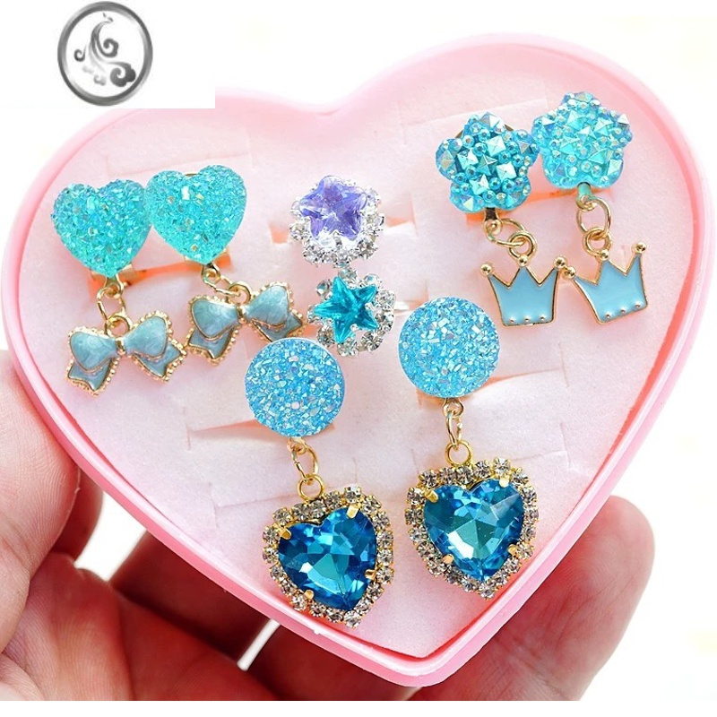 jimi原创设计儿童耳环耳夹无耳洞女孩小公主高级感耳饰品女童耳坠宝石