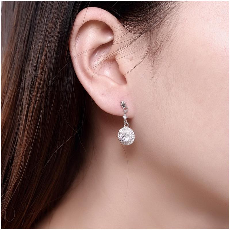 E005 Real Silver Earring水晶耳坠925纯银耳钉耳环情人节礼物送女朋友七夕情人节礼物