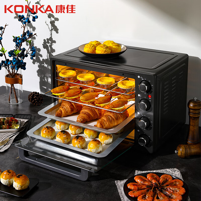 康佳(KONKA)KAO-T40电烤箱家用40L大容量 烘焙烧烤机 烤箱一体机炸锅空气炸锅 独立温控
