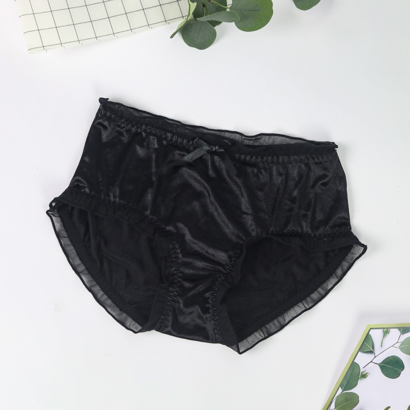 内裤女胖mm中腰无痕女士薄款透气蕾丝面料性感少女舒适三角裤黑色110
