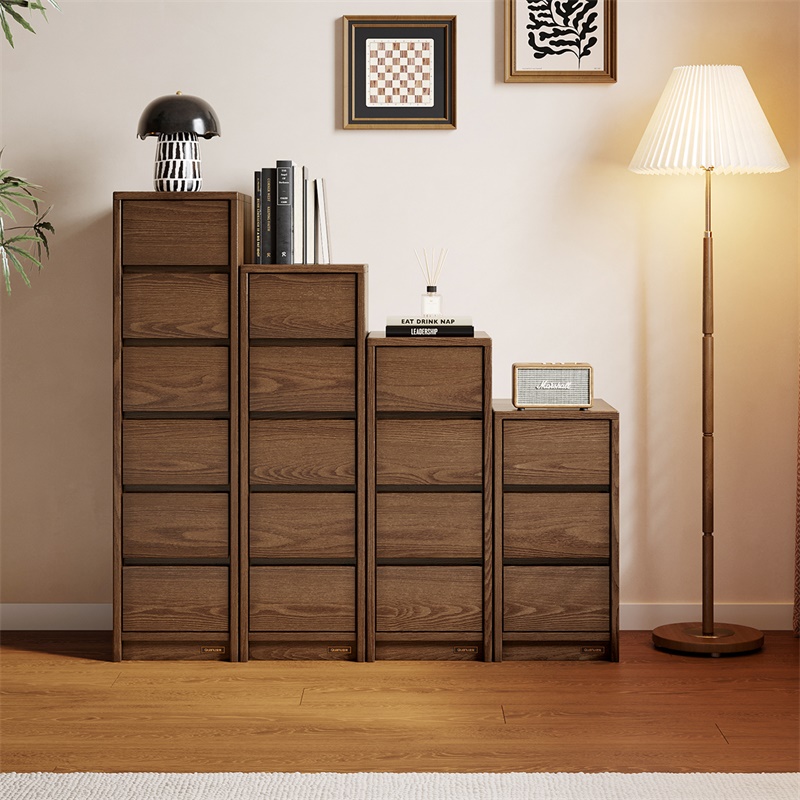 全友家居实木斗柜组合卧室床头柜客厅沙发边柜窄缝收纳多用柜子高清大图