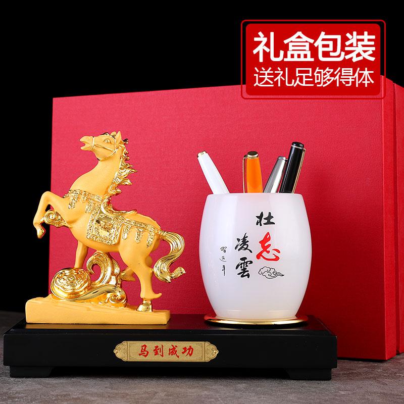 美帮汇马到成功笔筒摆件办公室书房装饰创意实用送老师礼品马摆件工艺品高清大图