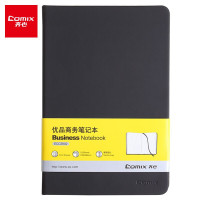 齐心(COMIX)5902绑带式皮面记事本 黑色 A5/122张 商务笔记本子会议记事本文具经典日记本 本子