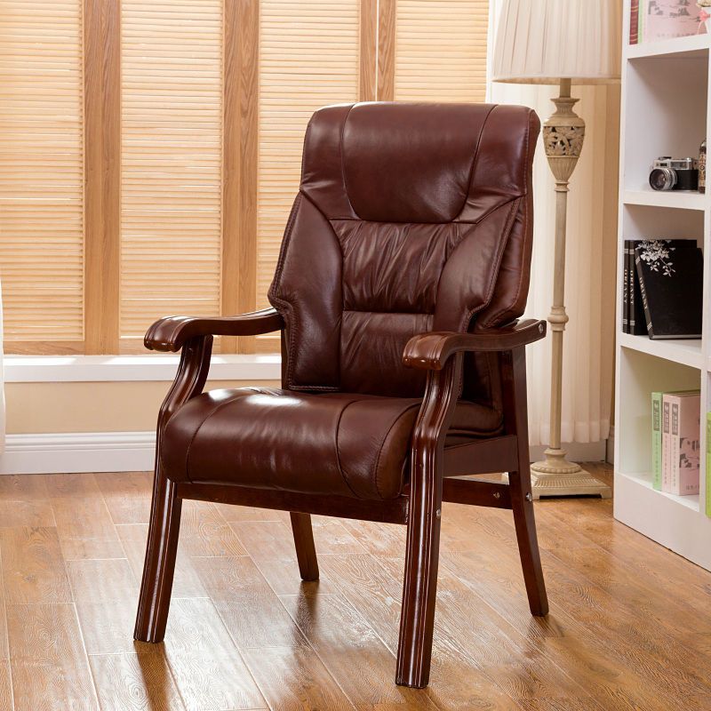 真皮老板椅牛皮办公椅加厚坐垫大班椅舒适老人椅书房电脑椅麻将椅7天