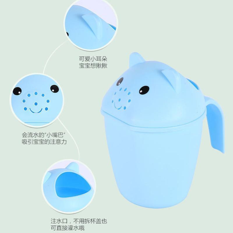婴儿宝宝洗头杯洗澡水瓢水舀儿童花洒沐浴水勺舀子塑料用品加厚 浅蓝