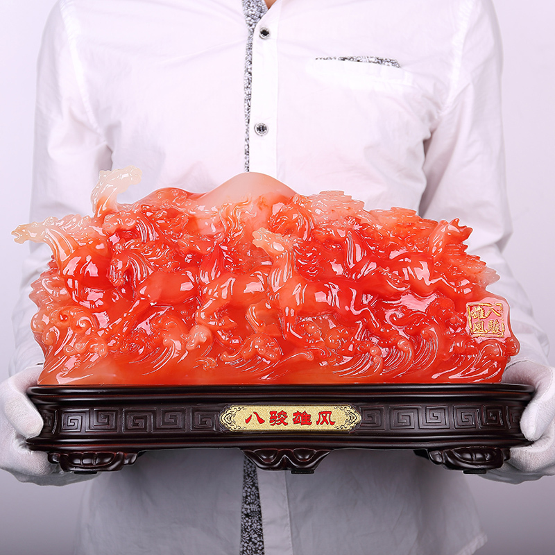 礼品之家双龙戏珠摆件树脂工艺品家居摆设黄龙玉乔迁新居装饰礼品送女朋友七夕情人节礼物