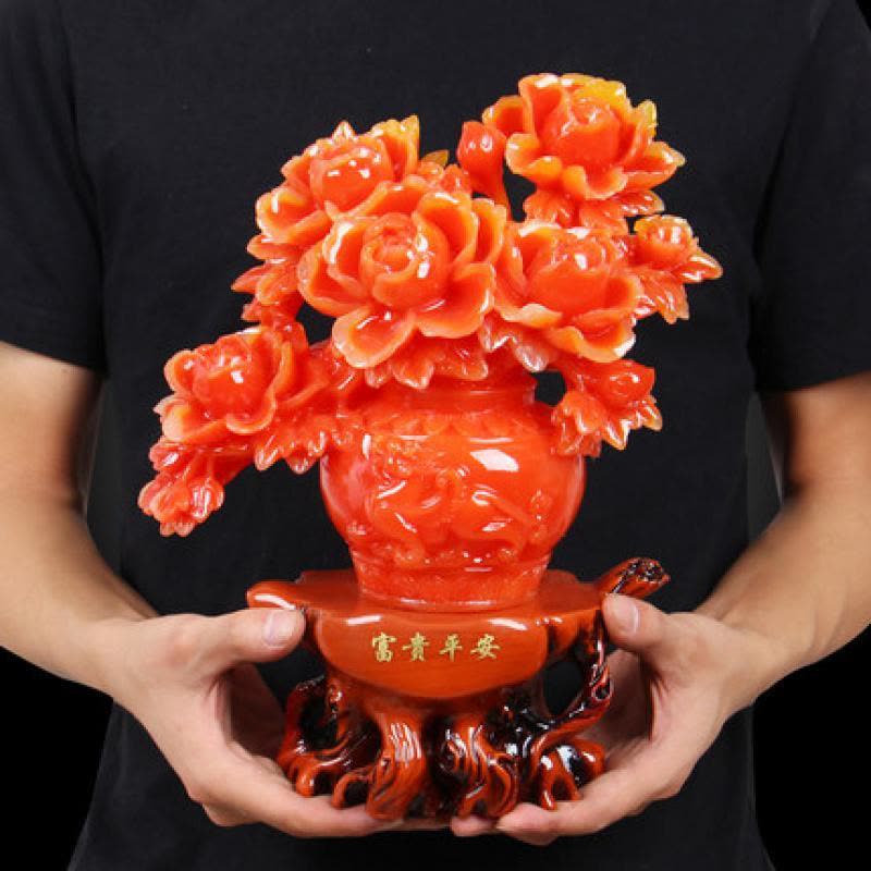 美帮汇牡丹花瓶摆件平安富贵酒柜客厅家居装饰现代简约结婚工艺品图片