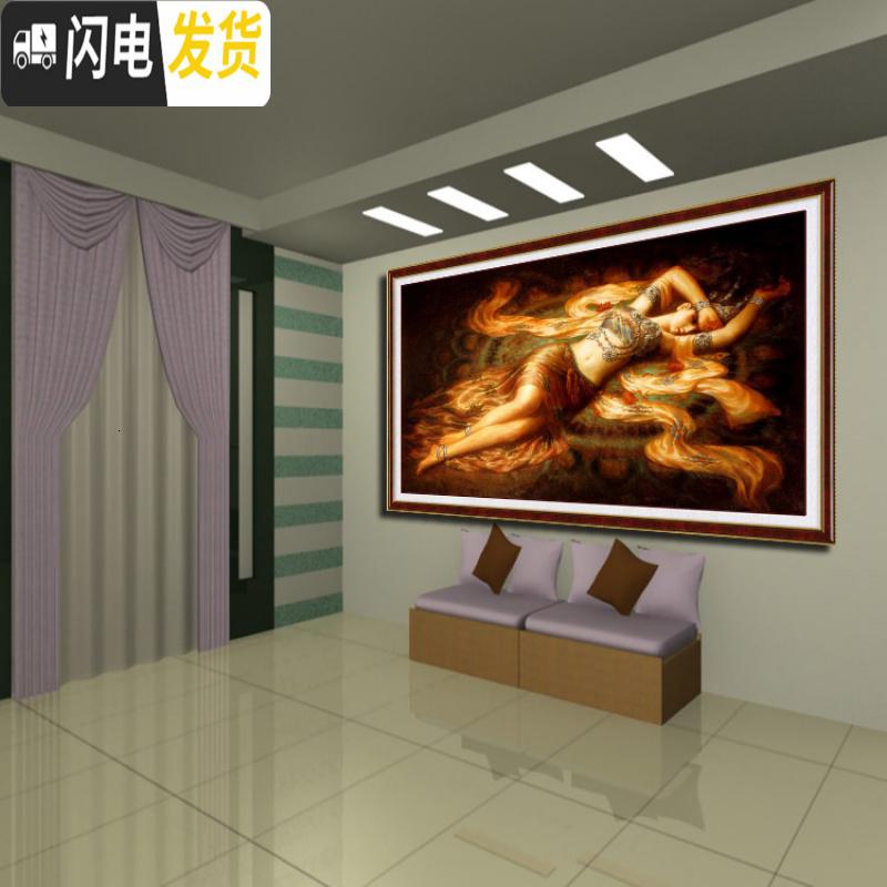 三维工匠3D精准印布飞天供养十字绣云端睡美人敦煌人物美女丝线钻 飞天供养245X145生态棉线精准印布(大格4股满绣版)高清大图
