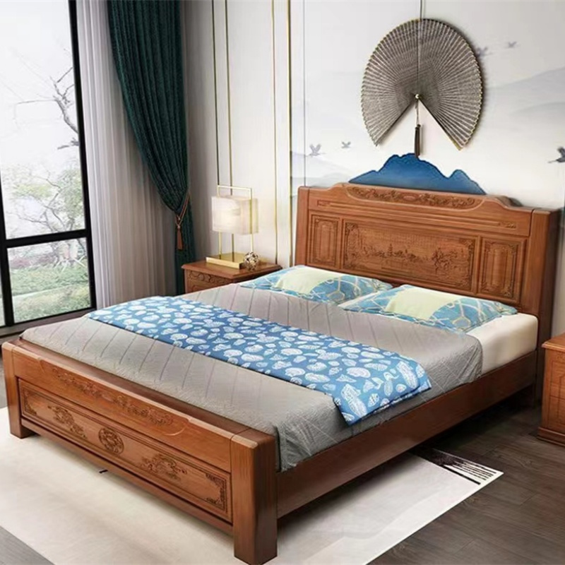 tendzonexjwt中式实木床头双人雕花高箱床bygx12单位套