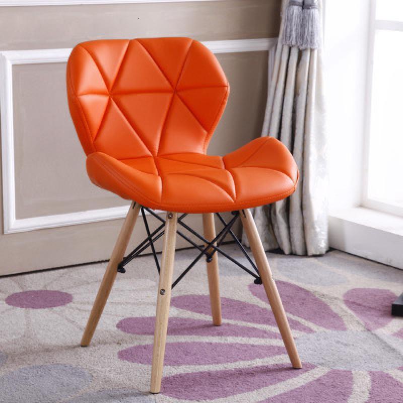 汐岩简约现代电脑椅靠背时尚凳子伊姆斯创意书桌休闲椅子洽谈餐椅家用 橘色实木脚无扶手