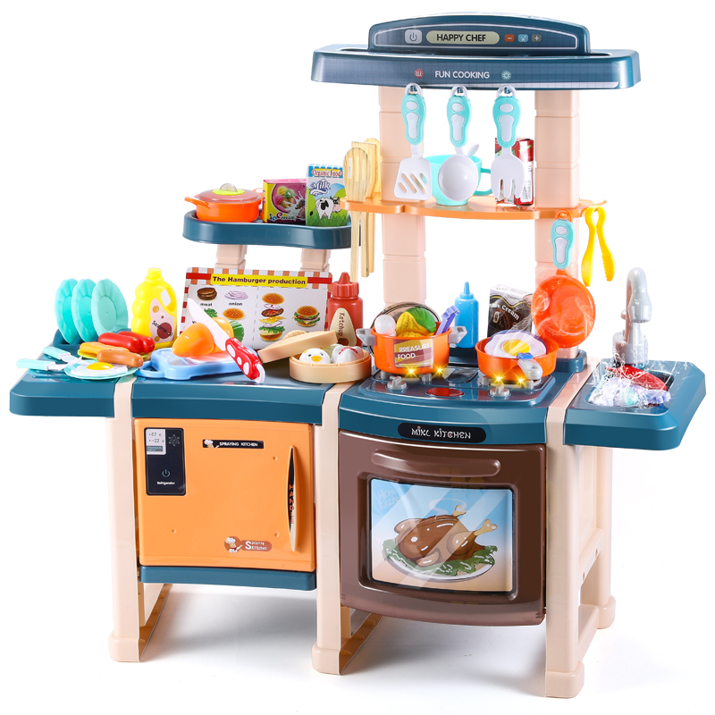 儿童厨房玩具套装仿真厨具小孩双面全套大号过家家男女孩可煮做饭加高