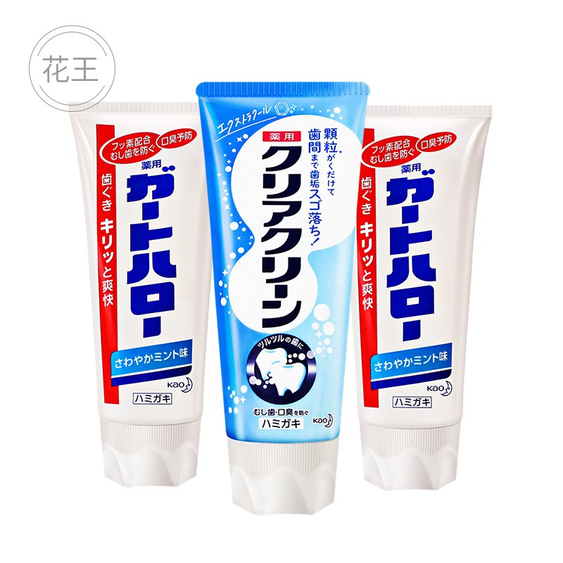 花王(KAO)牙膏 固齿护龈 清洁口腔 除口腔异味 进口含颗粒牙膏 165g*2+120g