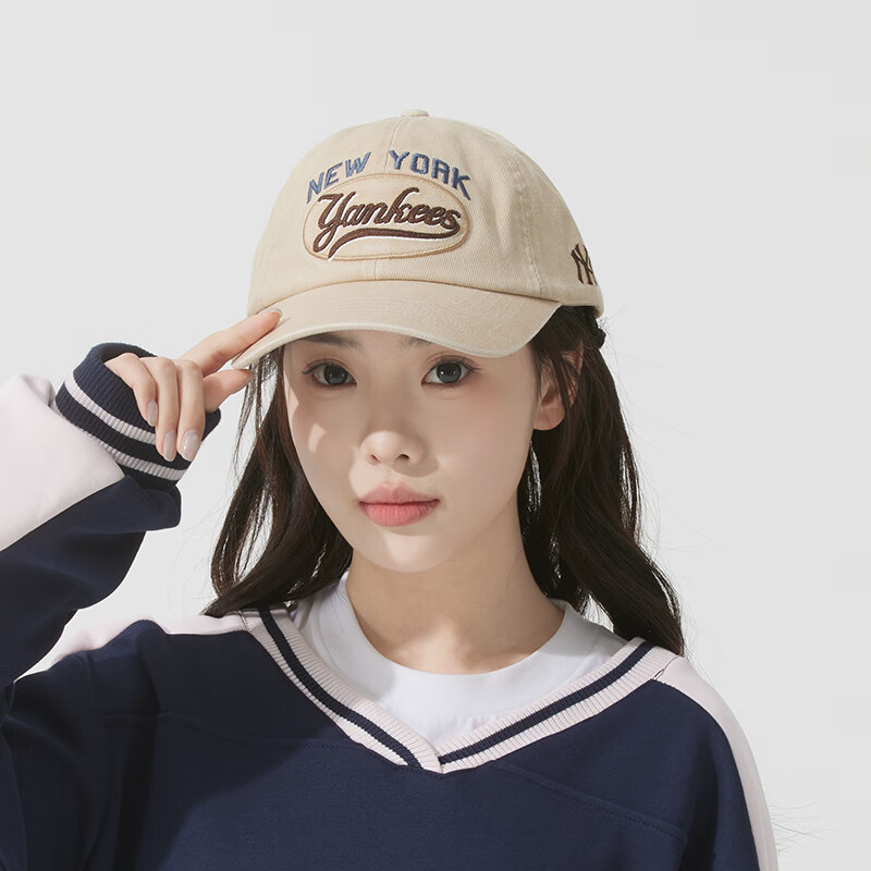 美职棒(MLB)男帽女帽 夏季新款户外时尚鸭舌帽运动棒球帽遮阳休闲帽 3ACPV165N-50BGL 米/蓝/棕色