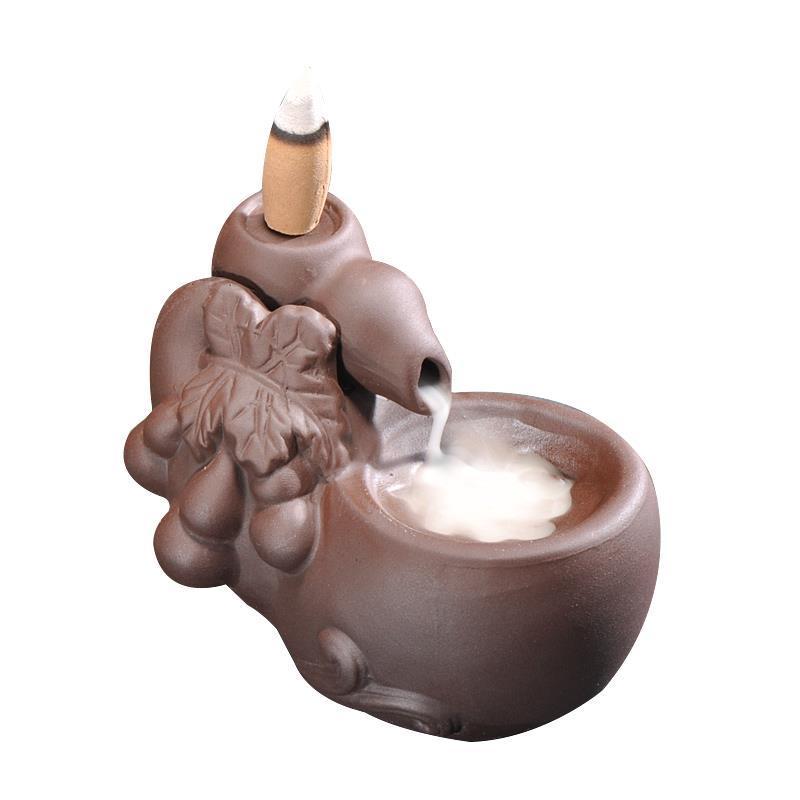 紫砂葫芦香炉葫芦福禄倒流香熏炉创意紫砂熏香炉香插家用陶瓷香薰炉