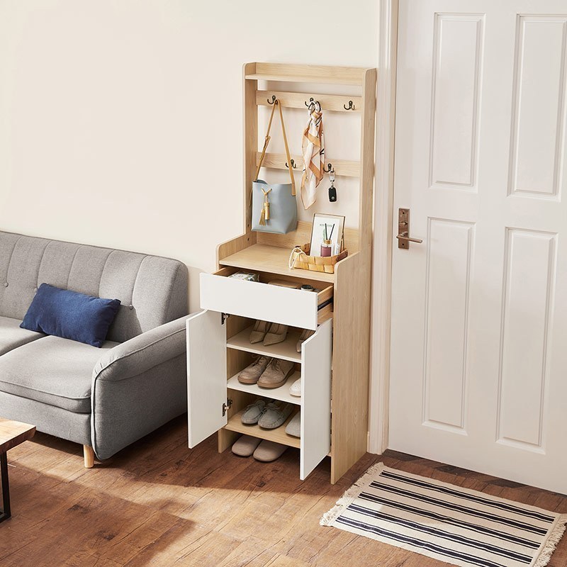 林氏家居北欧简约现代原木色鞋柜家用门口玄关柜透气储物柜js2n