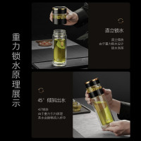 英国Vanow智能玻璃杯[智能测温]高硼硅双层防爆水杯茶水分离水杯子便携男女士商务杯子定制泡茶杯 VO-PN-350