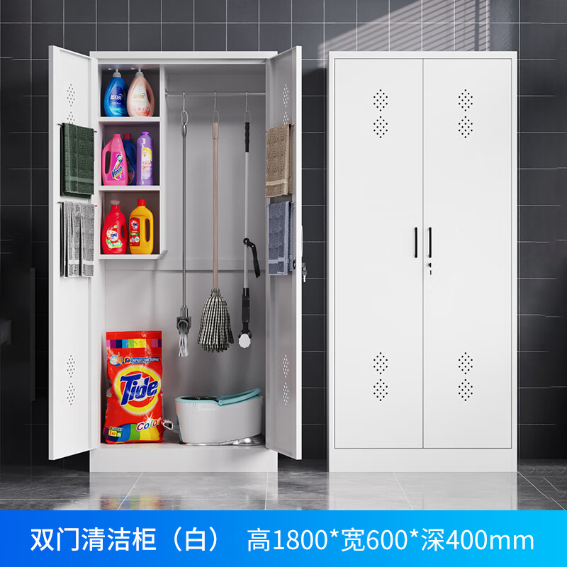 晋舰家用清洁柜拖把扫帚吸尘器保洁柜杂物收纳柜60*40*180cm双门高清大图
