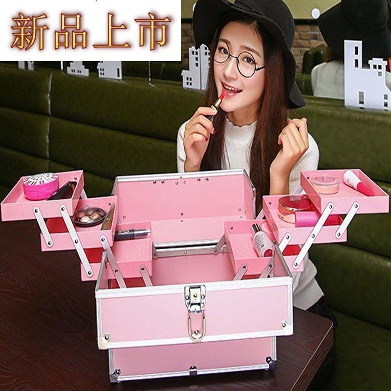 四方达大容量专业化妆收纳包美甲纹绣半工具箱便携随身整理化妆箱by147256