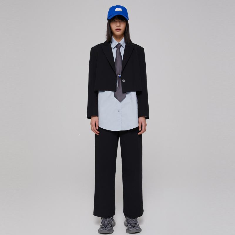 [2件2折价:59]美特斯邦威短款小西服女新款春季时尚黑色简洁廓形西装外套