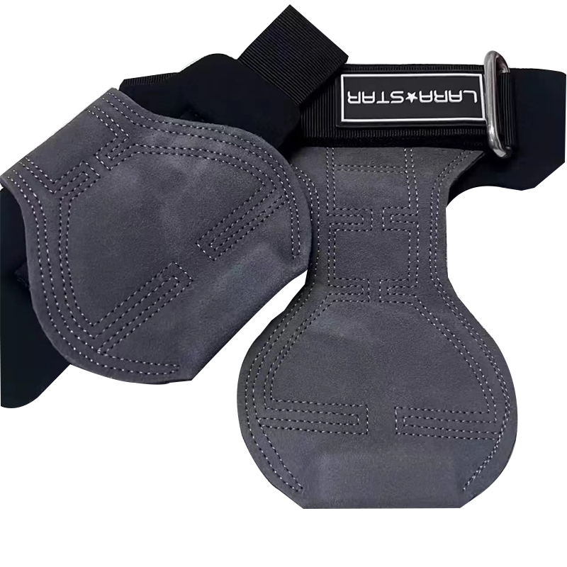 劳拉之星LS0731助力带牛皮健身护掌引体向上护腕硬拉手套一对 灰高清大图