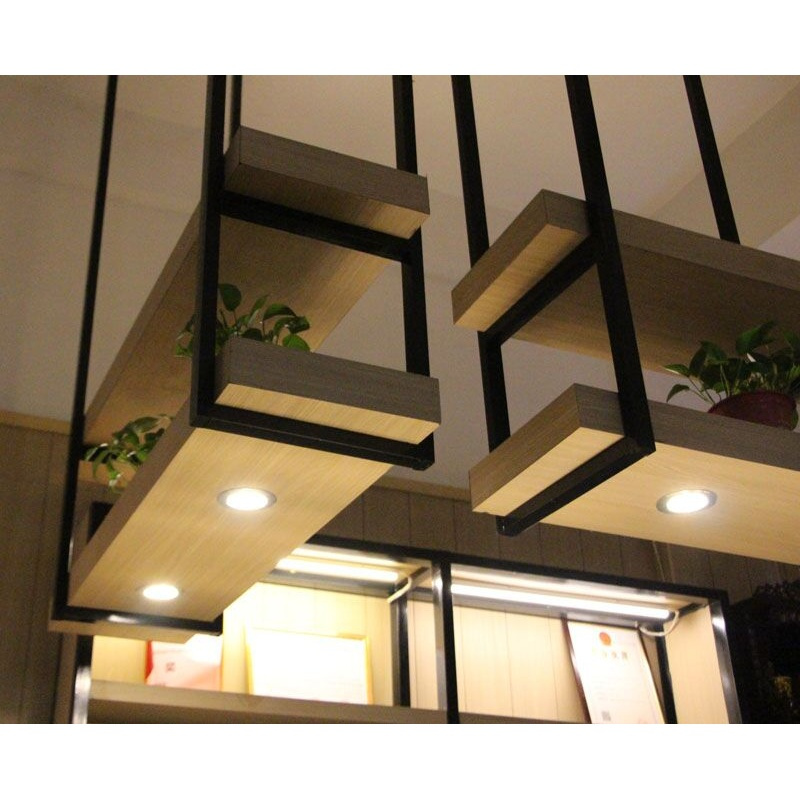 前台吊柜吧台酒柜置物架工业风铁艺吊柜悬挂收纳层架酒吧吊架实木