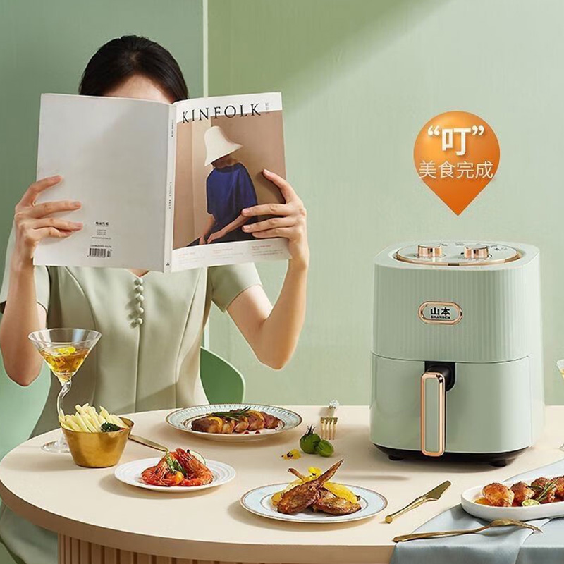 山本空气炸锅4.7L不粘涂层易清洁旋钮式取篮断电S-2201高清大图