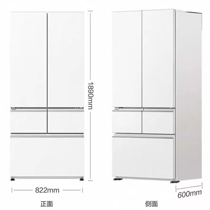 松下多门冰箱NR-E531BX-W 515升风冷变频 1级能效晶钻白玻璃面板 LED数码屏显示 自动除霜电脑控温高清大图