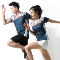 蒙企智品韩版羽毛球服运动套装男女速干健身运动短袖Y-1011