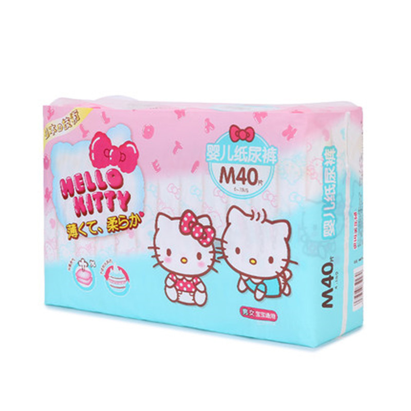 贝因美HelloKitty薄柔婴儿纸尿裤 轻薄透气宝宝尿不湿M码40片 买一送一