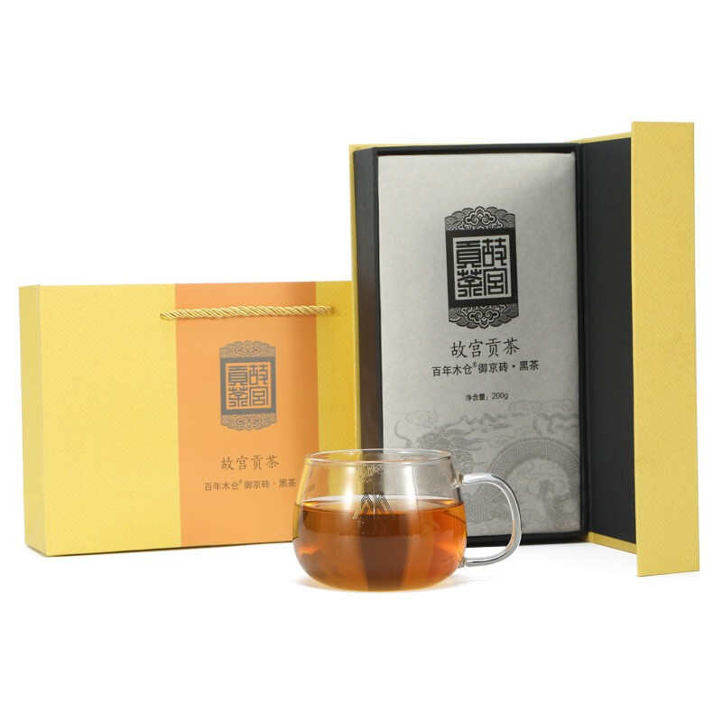 中茶 湖南安化黑茶 故宫贡茶.御京砖 黑茶砖礼盒装 200g