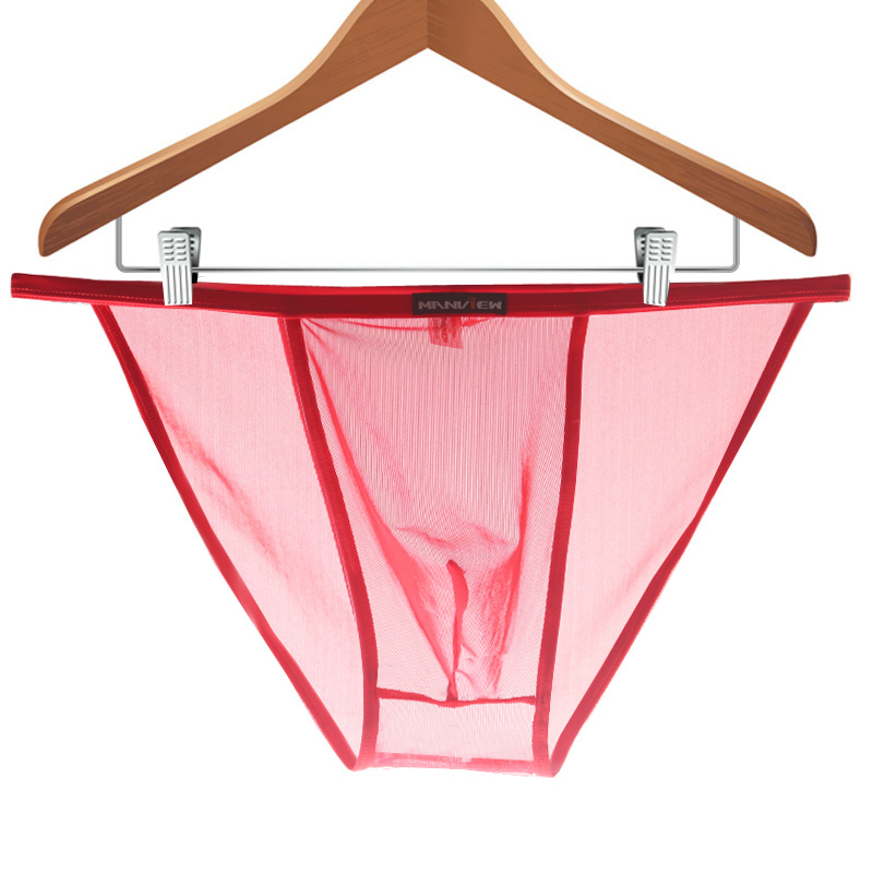 允男士内裤男透明三角裤一片式无缝低腰超薄性感网纱裤头男女通用内裤