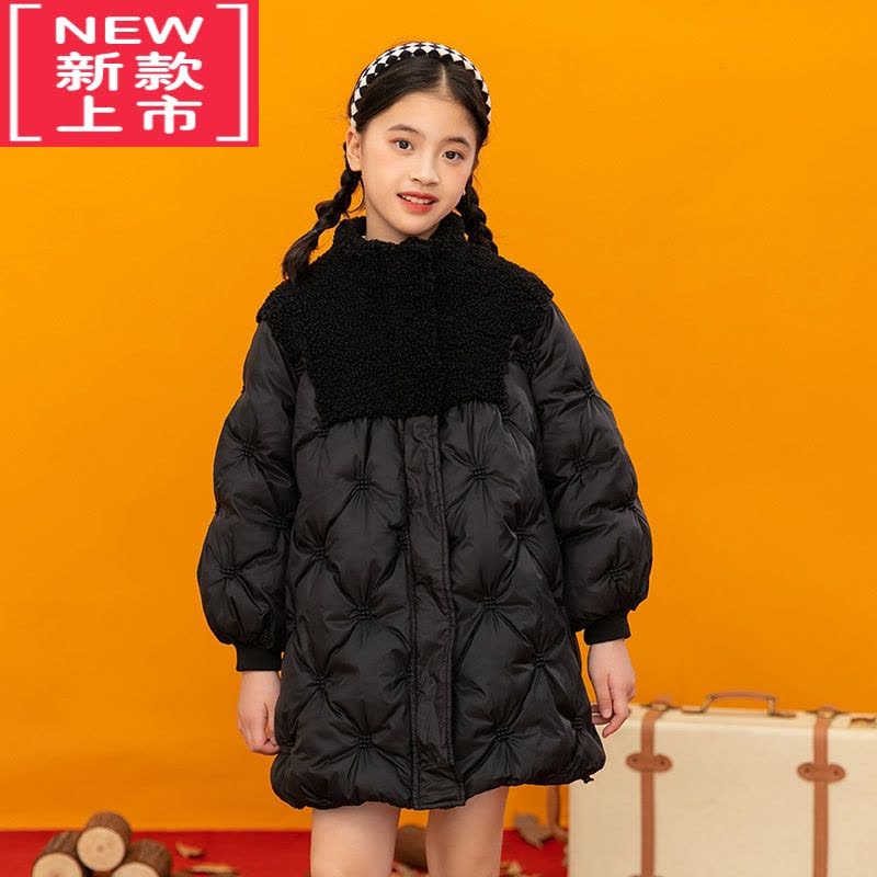 可莉允女童棉服2022新款大童中长款棉袄外套加绒加厚女大童冬装棉衣图片