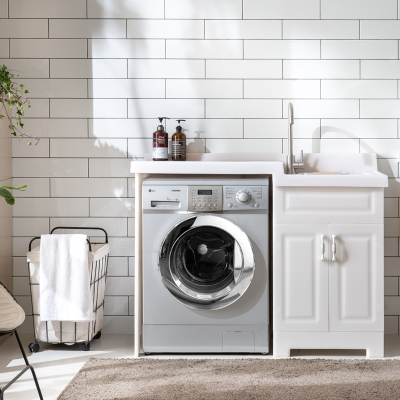 玉石洗衣机伴侣组合全石材洗衣柜台盆柜洗衣池带搓板阳台柜浴室柜平盆