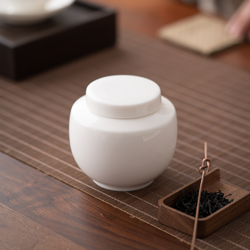 佳德美羊脂玉O型茶叶罐密封罐大号大容量储物罐茶具配件高清大图