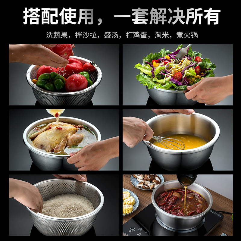 日本泰福高(TAFUCO)不锈钢漏盆 洗菜篮/盆 密孔盆洗菜篮 沥水盆圆形水果盆 洗米筛盆家用漏水盆单个装