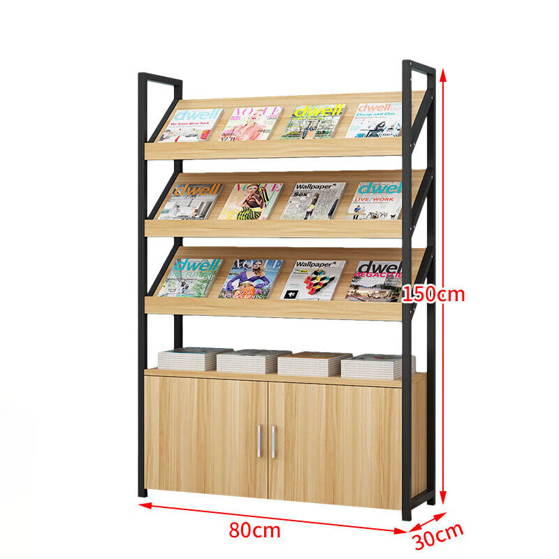 晋舰杂志架书报架报刊架置物架展示架资料落地阅览架3层长80cm无logo高清大图