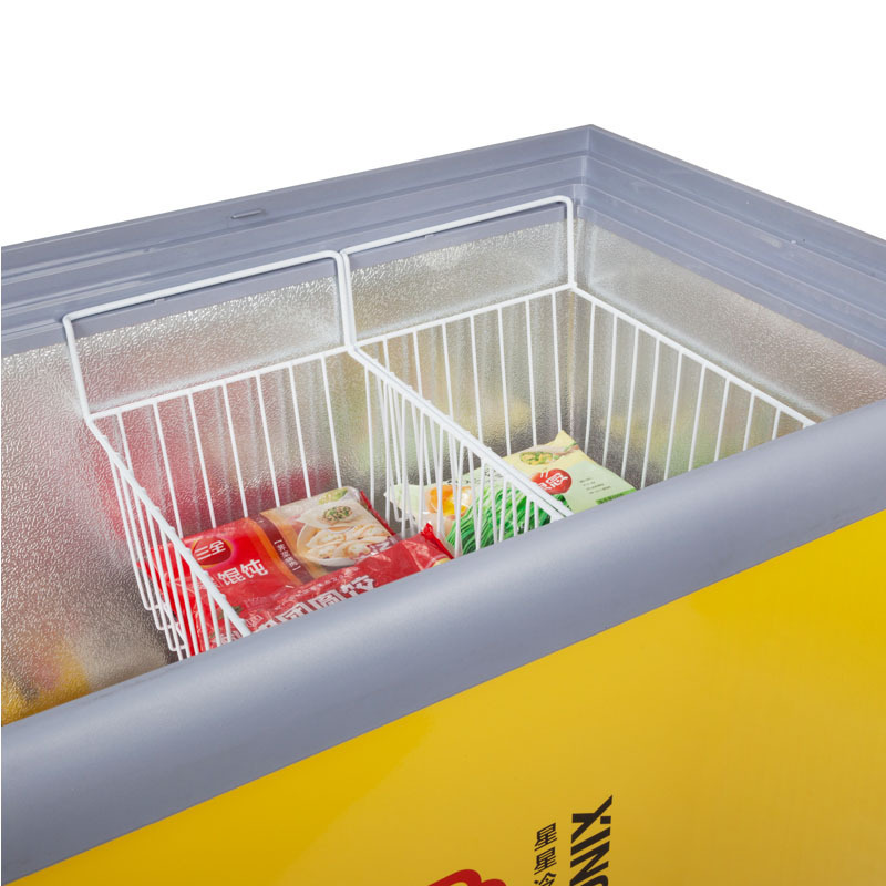 sd-516bp 516升商用卧式大冰柜冷冻玻璃门展示柜推拉门岛柜冷藏冰冻箱