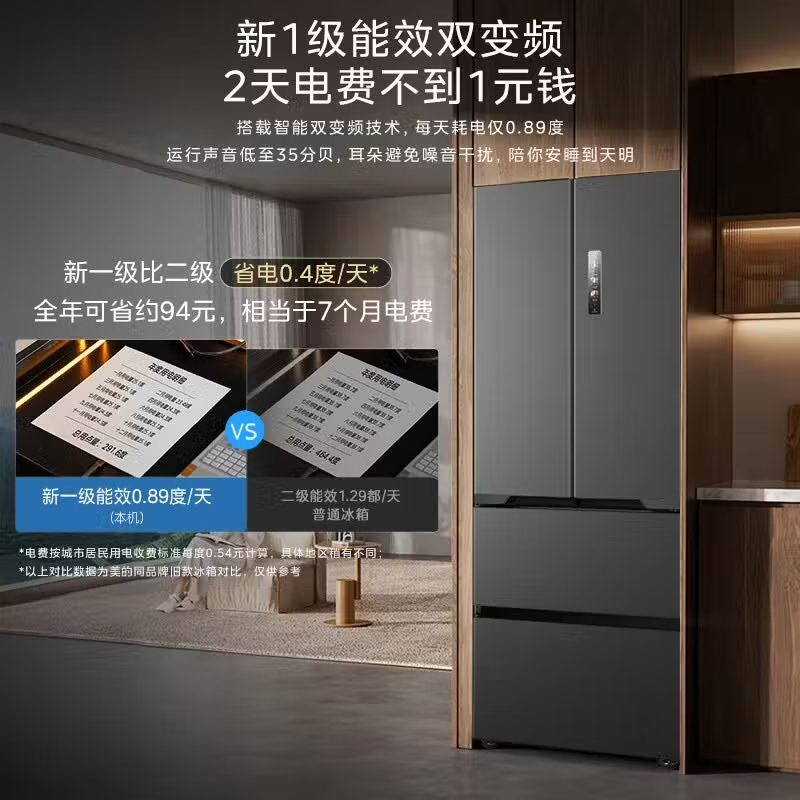 美的(Midea)冰箱[新国标]一级变频除菌法式多门四开门无霜白色智能电冰箱MR-421WUFJPZEA 星尘黛高清大图