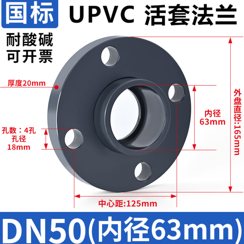 三佑 UPVC活套 法兰 DN50(φ63) 1套高清大图