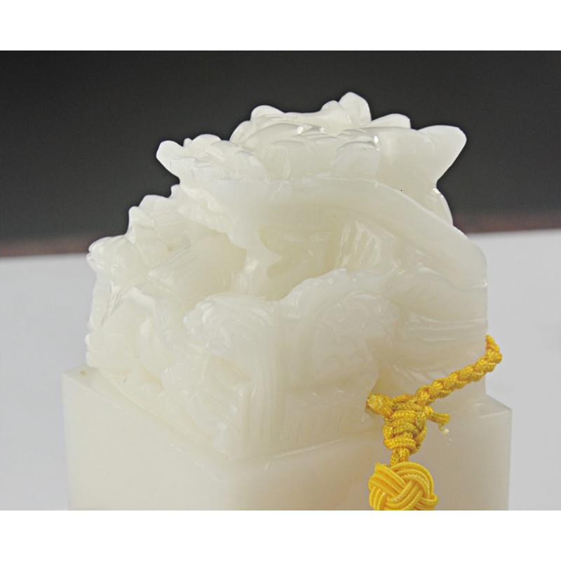 家柏饰(CORATED)玉石盘龙玉玺龙头印章玉器礼品家居办公室桌玄关摆件高清大图