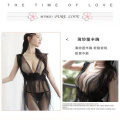 新款情趣内衣性感免脱露乳女式情趣睡衣女士长裙蕾丝全透明薄纱成人透视火那睡裙长款破洞开档夜店制服成人性用品长夜漫漫 均码 黑色