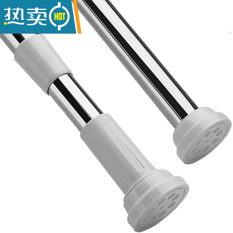 敬平免打孔伸缩杆晾衣杆衣架不锈钢窗帘挂衣杆浴帘杆子门帘衣柜撑杆 黑色90-160CM高清大图