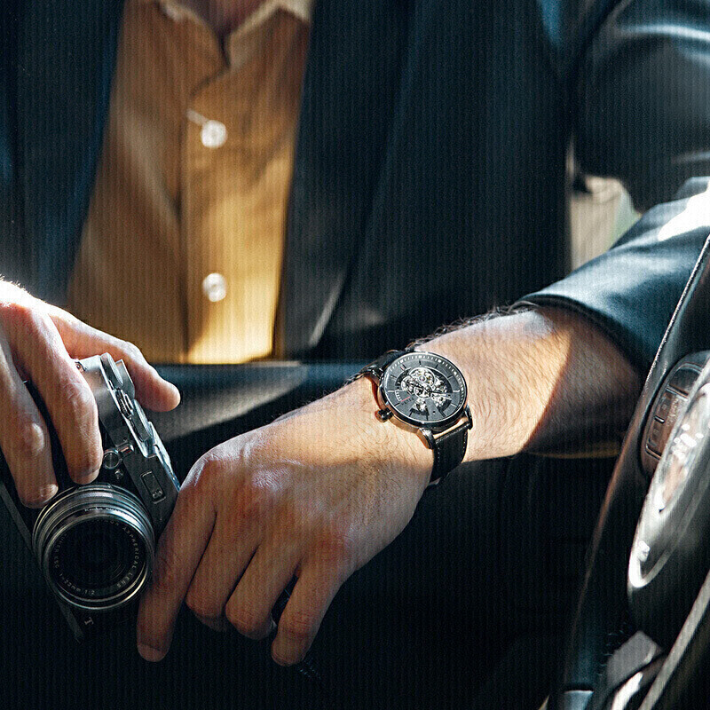 飞亚达摄影师系列自动机械男表缕空时尚休闲男士腕表ga860012bbb