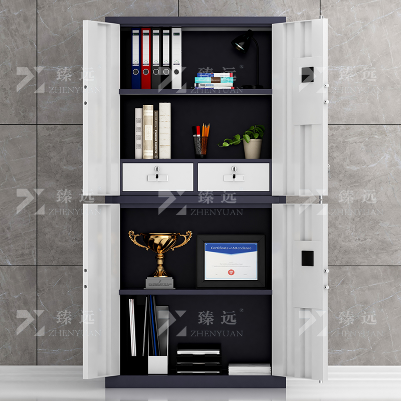 臻远 ZYJJ-80021 保密柜密码文件柜保密档案资料柜钢制密码锁保密 灰白套色通双节指纹锁高清大图